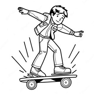 Marty Mcfly On Hoverboard Coloring Page 122683-57153