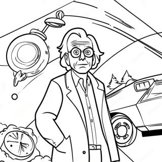 Doc Brown With Time Machine Coloring Page 122684-57158