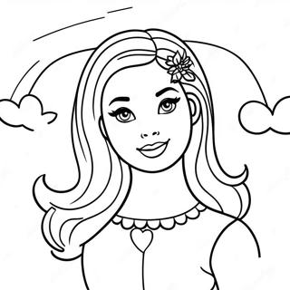 Bibble Barbie With Rainbow Background Coloring Page 122941-57353