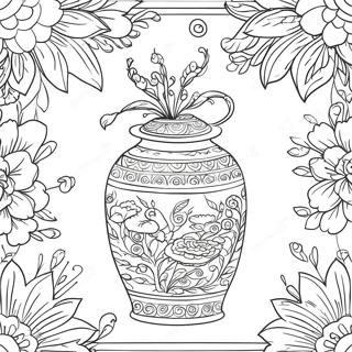 Chinoiserie Floral Pattern Coloring Page 123017-57410