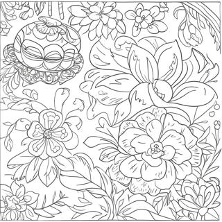 Chinoiserie Floral Pattern Coloring Page 123017-57412