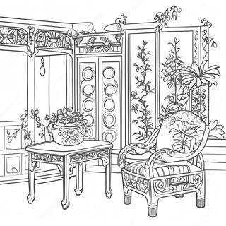 Elegant Chinoiserie Scene Coloring Page 123018-57413