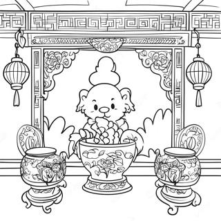 Elegant Chinoiserie Scene Coloring Page 123018-57414