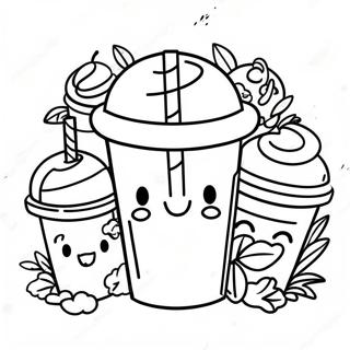 Happy Starbucks Drink Characters Coloring Page 123175-57547