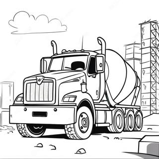 Big Cement Truck On Construction Site Coloring Page 123249-57594