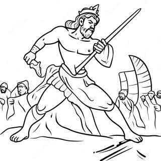 Fierce King David Battling Goliath Coloring Page 123277-57621