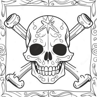 Creepy Skull With Crossbones Coloring Page 123455-57753