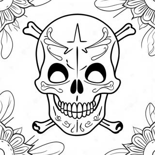 Creepy Skull With Crossbones Coloring Page 123455-57754