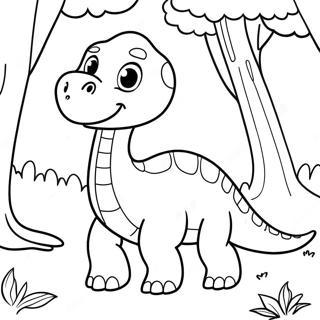 Cute Brontosaurus In A Forest Coloring Page 123507-57793