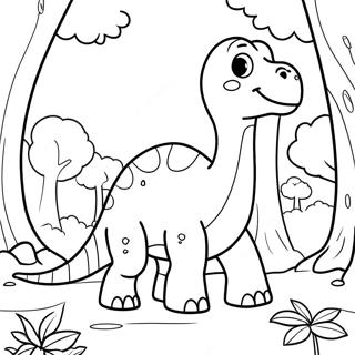 Cute Brontosaurus In A Forest Coloring Page 123507-57794