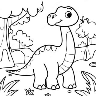 Cute Brontosaurus In A Forest Coloring Page 123507-57795