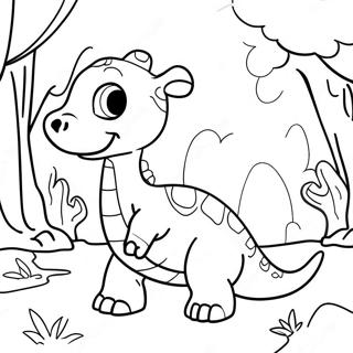 Cute Brontosaurus In A Forest Coloring Page 123507-57796