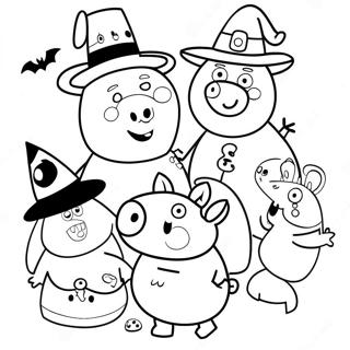 Peppa Pig And Friends Halloween Party Coloring Page 123536-57825