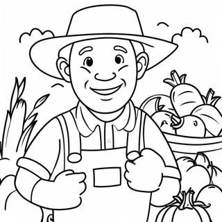 Happy Farmer With Vegetables Coloring Page 12364-464