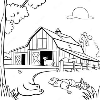 Charming Barn With Animals Coloring Page 12366-1423