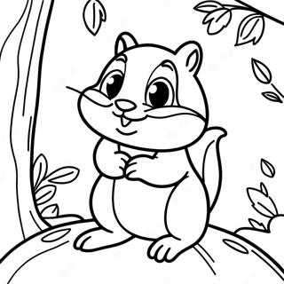 Playful Chipmunk In A Tree Coloring Page 123816-58033