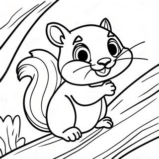 Playful Chipmunk In A Tree Coloring Page 123816-58034