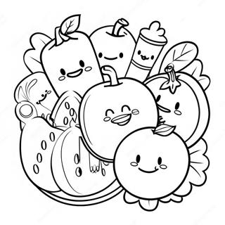 Bright Smiling Faces Eating Healthy Coloring Page 123844 58062