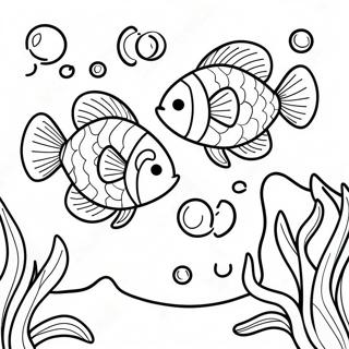 Two Fish Sharing A Seaweed Snack Coloring Page 123871-58085