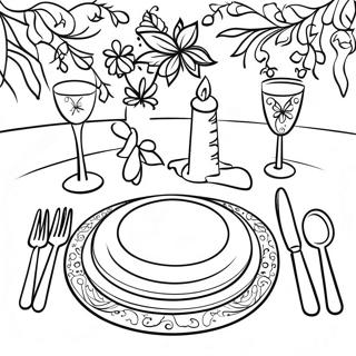 Elegant New Year Table Setting Coloring Page 123999-58187
