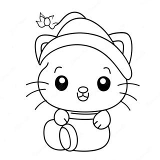 Festive Hello Kitty With Santa Hat Coloring Page 124123 58278