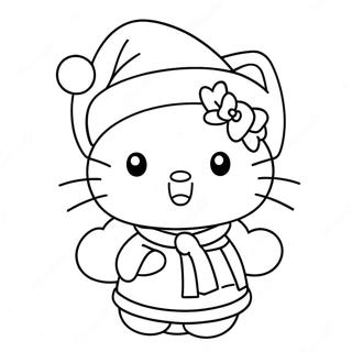 Festive Hello Kitty With Santa Hat Coloring Page 124123 58280