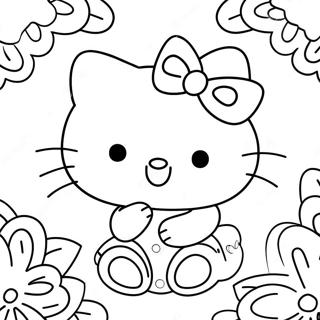 Joyful Hello Kitty Decorating Ornaments Coloring Page 124124 58374