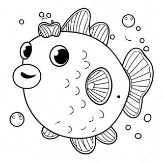 Happy Puffer Fish With Bubbles Coloring Page 124201-58430