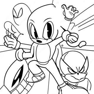 Sonic Spiderman Fighting Villains Coloring Page 124281-58498
