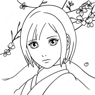Sakura Haruno With Cherry Blossoms Coloring Page 124356-58550