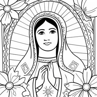 Our Lady Of Guadalupe With Flowers Coloring Page 124511-58670