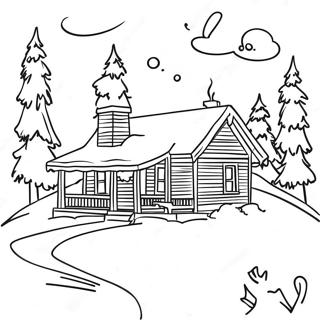 Cozy Cabin In The Snow Coloring Page 12461-1441
