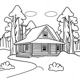 Cozy Cabin In The Snow Coloring Page 12461-1442