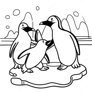 Playful Penguins On Ice Coloring Page 12463-1238