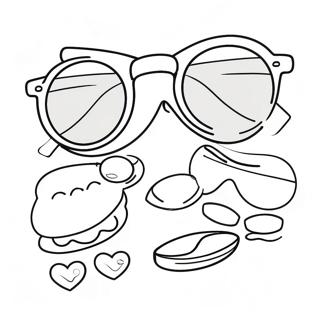 Cute Preppy Summer Sunglasses Coloring Page 124998-59046