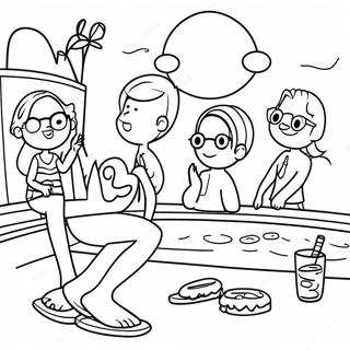 Colorful Preppy Summer Pool Party Coloring Page 124999 59050