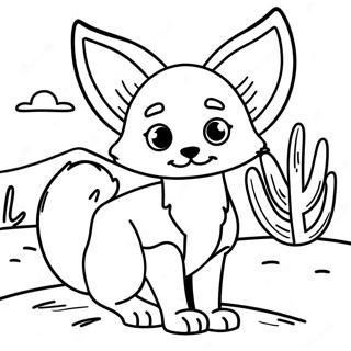 Cute Fennec Fox In The Desert Coloring Page 125024-59065