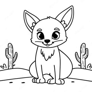 Cute Fennec Fox In The Desert Coloring Page 125024-59066