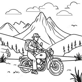 Colorful Mountain Landscape With Biker Coloring Page 125954-59791