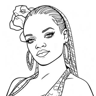 Rihanna In Glamorous Outfit Coloring Page 126162 59955