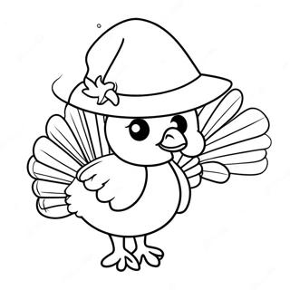 Adorable Turkey With A Hat Coloring Page 126676-60348