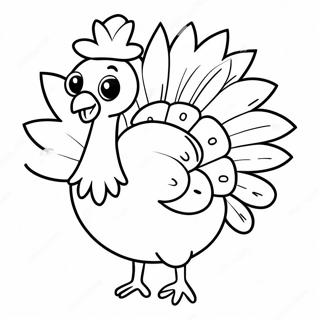 Happy Turkey With Colorful Feathers Coloring Page 126677-60349