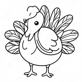 Happy Turkey With Colorful Feathers Coloring Page 126677-60350