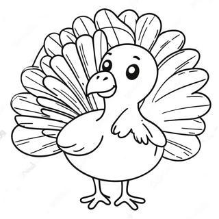 Happy Turkey With Colorful Feathers Coloring Page 126677-60351
