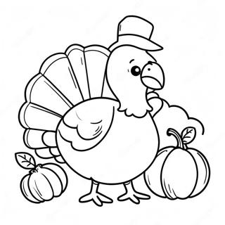 Charming Turkey With A Pumpkin Coloring Page 126679-60357