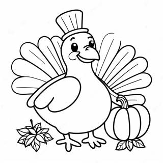 Charming Turkey With A Pumpkin Coloring Page 126679-60360