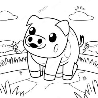 Cute Minecraft Pig In A Field Coloring Page 126832 60468