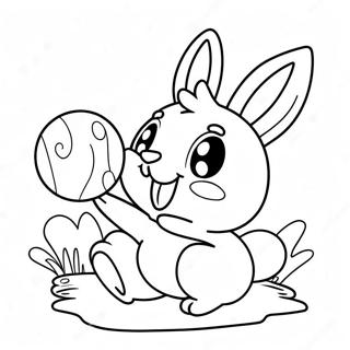 Cute Scorbunny Playing With Ball Coloring Page 126858-60486