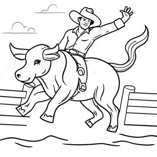 Brave Cowboy On Bucking Bull Coloring Page 126886-60514
