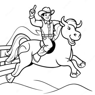 Brave Cowboy On Bucking Bull Coloring Page 126886-60516